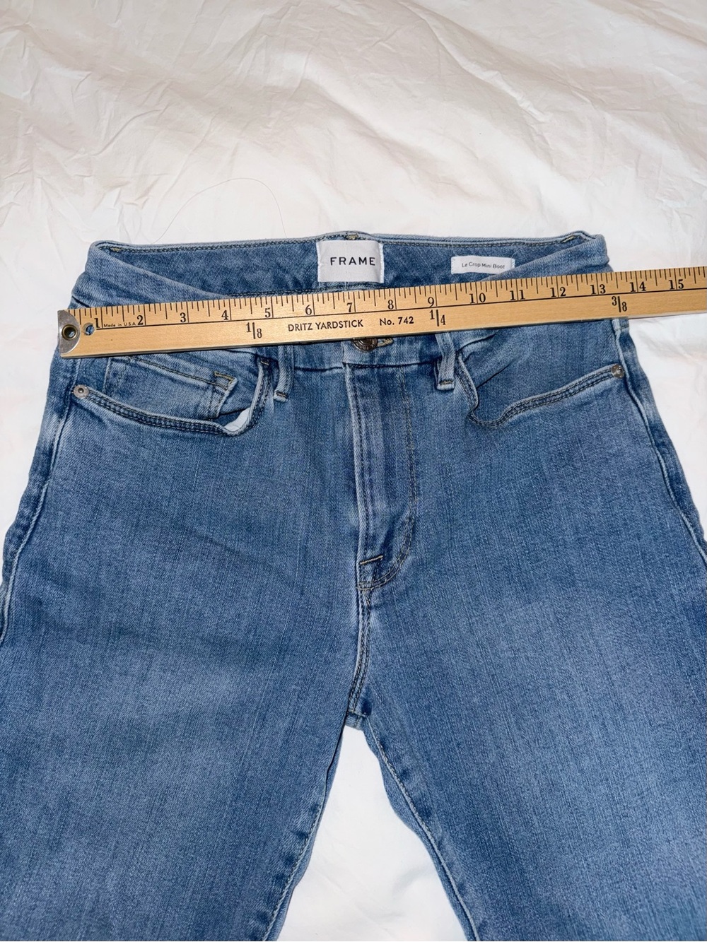 FRAME Denim Jeans Women 28 Le Crop Mini Boot Flare High Rise Stretch Raw Hem - Picture 4 of 11